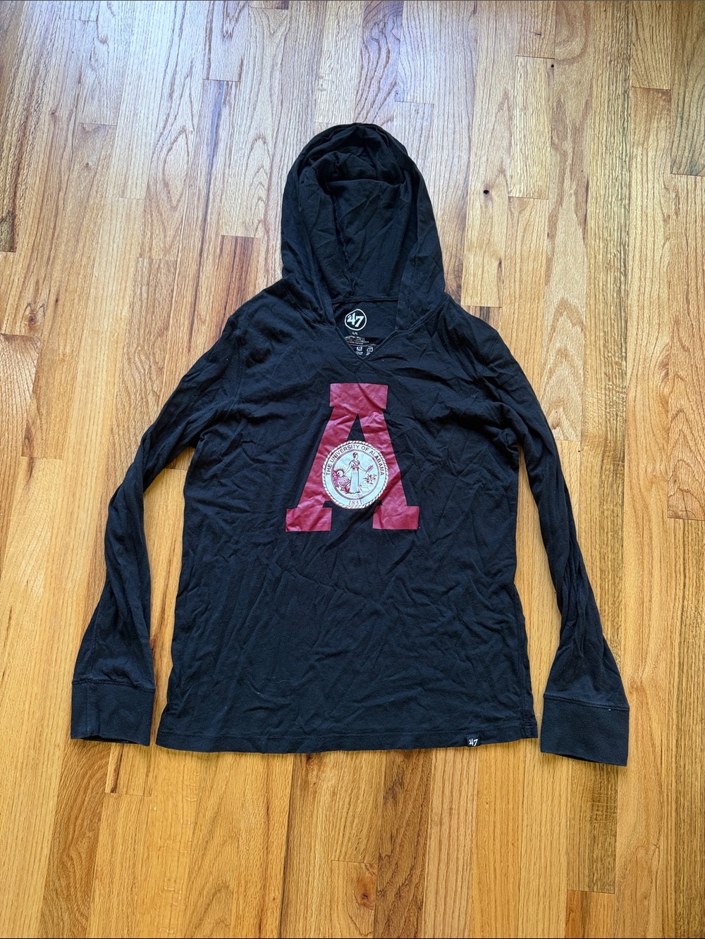‘47 University of Alabama cotton blend emblem bama long sleeve hooded shirt